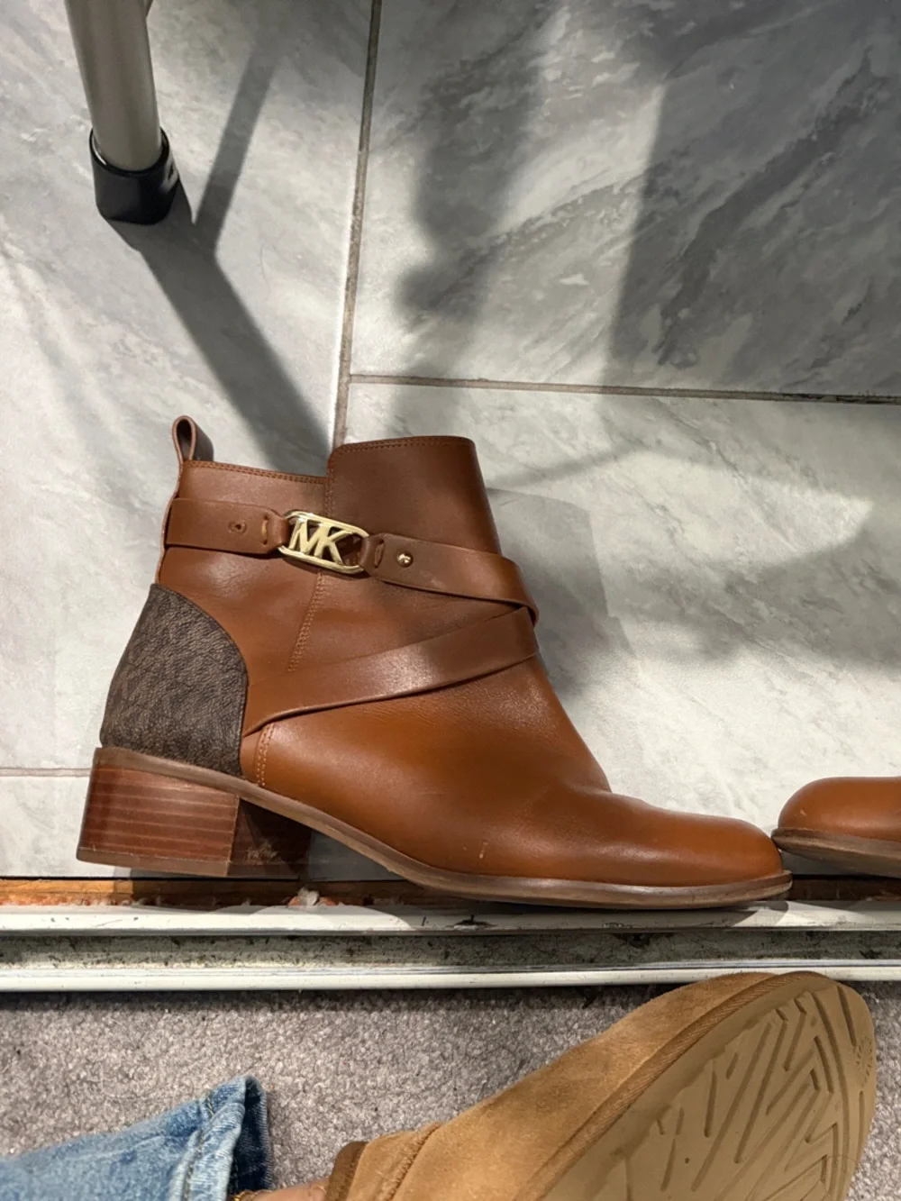 Michael Kors Cognac Brown Leather Ankle Booties